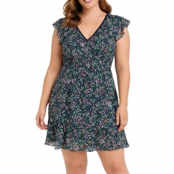 Tommy Hilfiger Dresses & Skirts - Tommy Hilfiger Floral Mini Dress Flutter Sleeve Size 14 Spring